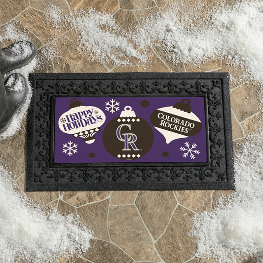 Team Sports America Essential - Colorado Rockies Holiday Flocked Coir Sassafras Switch Mat, 22"x10"