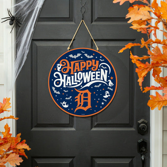 Team Sports America Best Seller - Detroit Tigers Halloween Round Door Décor with Hanging Rope, 18x18