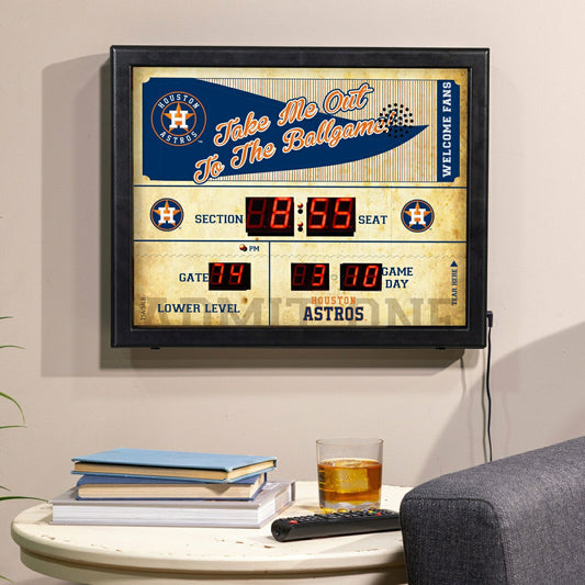 Team Sports America Essential - Bluetooth Scoreboard Wall Clock, Houston Astros