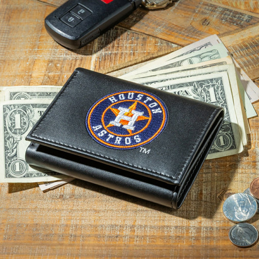 Team Sports America Signature - Houston Astros Black Tri-Fold Embroidered Wallet