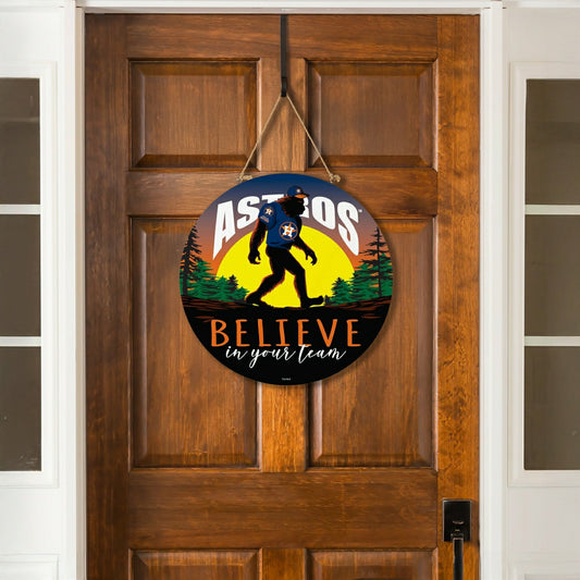 Team Sports America Trending - Houston Astros Bigfoot Round Door Décor with Hanging Rope, 18x18