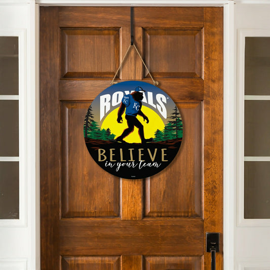 Team Sports America Classic - Kansas City Royals Bigfoot Round Door Décor with Hanging Rope, 18x18