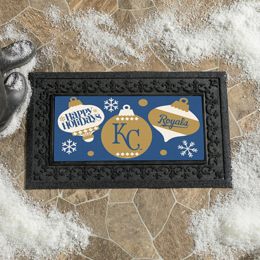 Team Sports America Classic - Kansas City Royals Holiday Flocked Coir Sassafras Switch Mat, 22"x10"