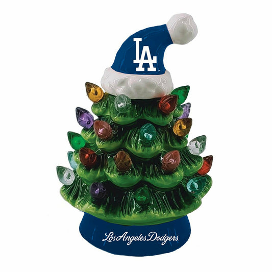Team Sports America Best Seller - Los Angeles Dodgers 8" LED Ceramic Christmas Tree