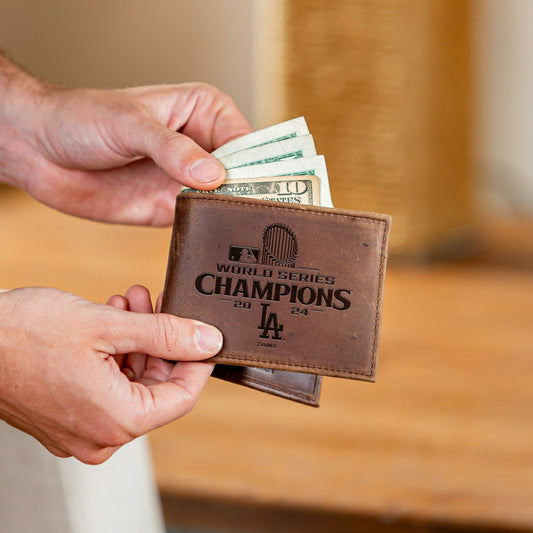 Team Sports America Best Seller - Los Angeles Dodgers Bi-Fold Wallet, Brown, World Series Champions 2024