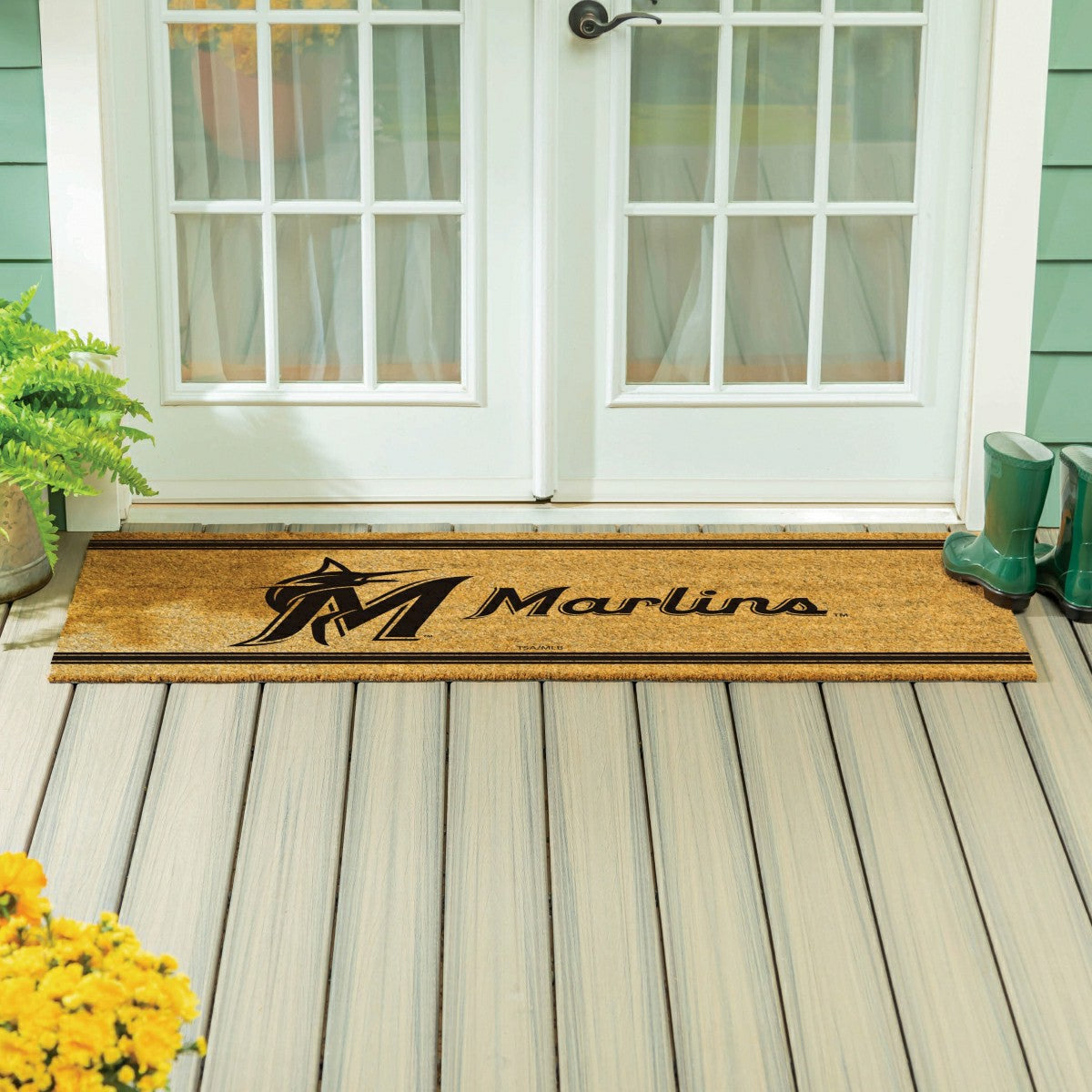 Team Sports America Classic - Miami Marlins Extra Large One Color Coir Mat, 60"x24"