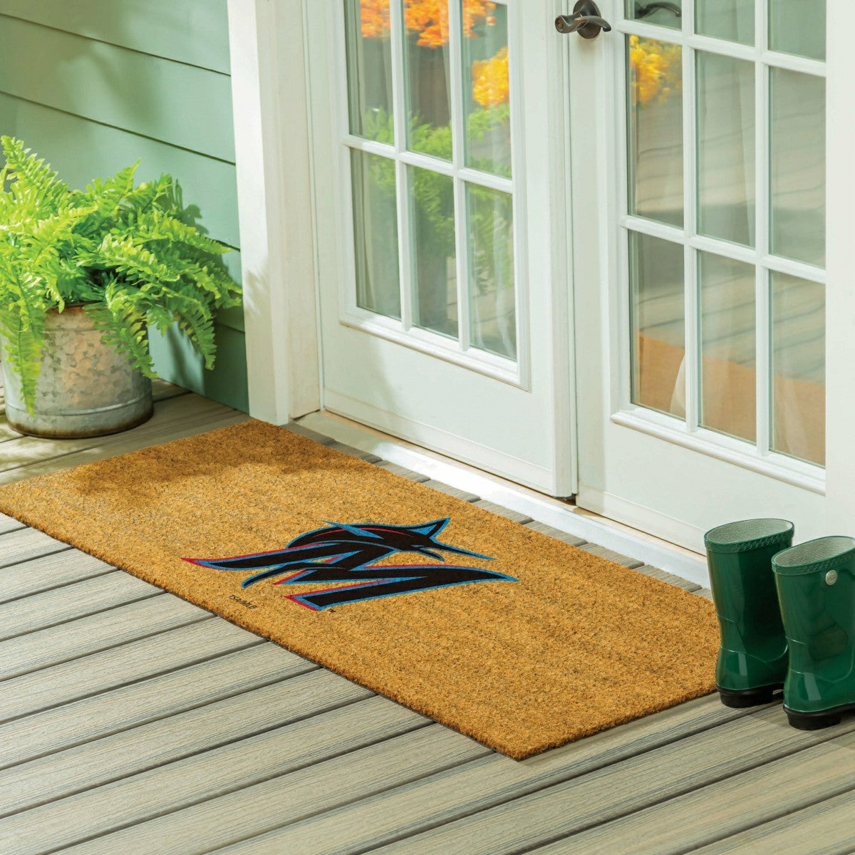 Team Sports America Essential - Miami Marlins Extra Large Full Color Coir Mat, 60"x24"