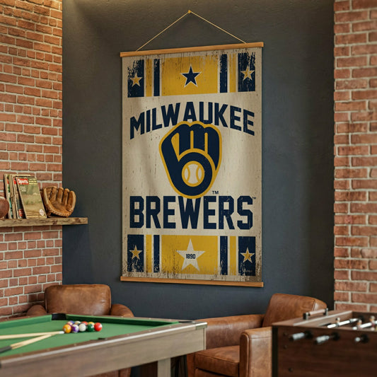 Team Sports America Signature - Milwaukee Brewers, Canvas Wall Tapestry, Large, 54x36