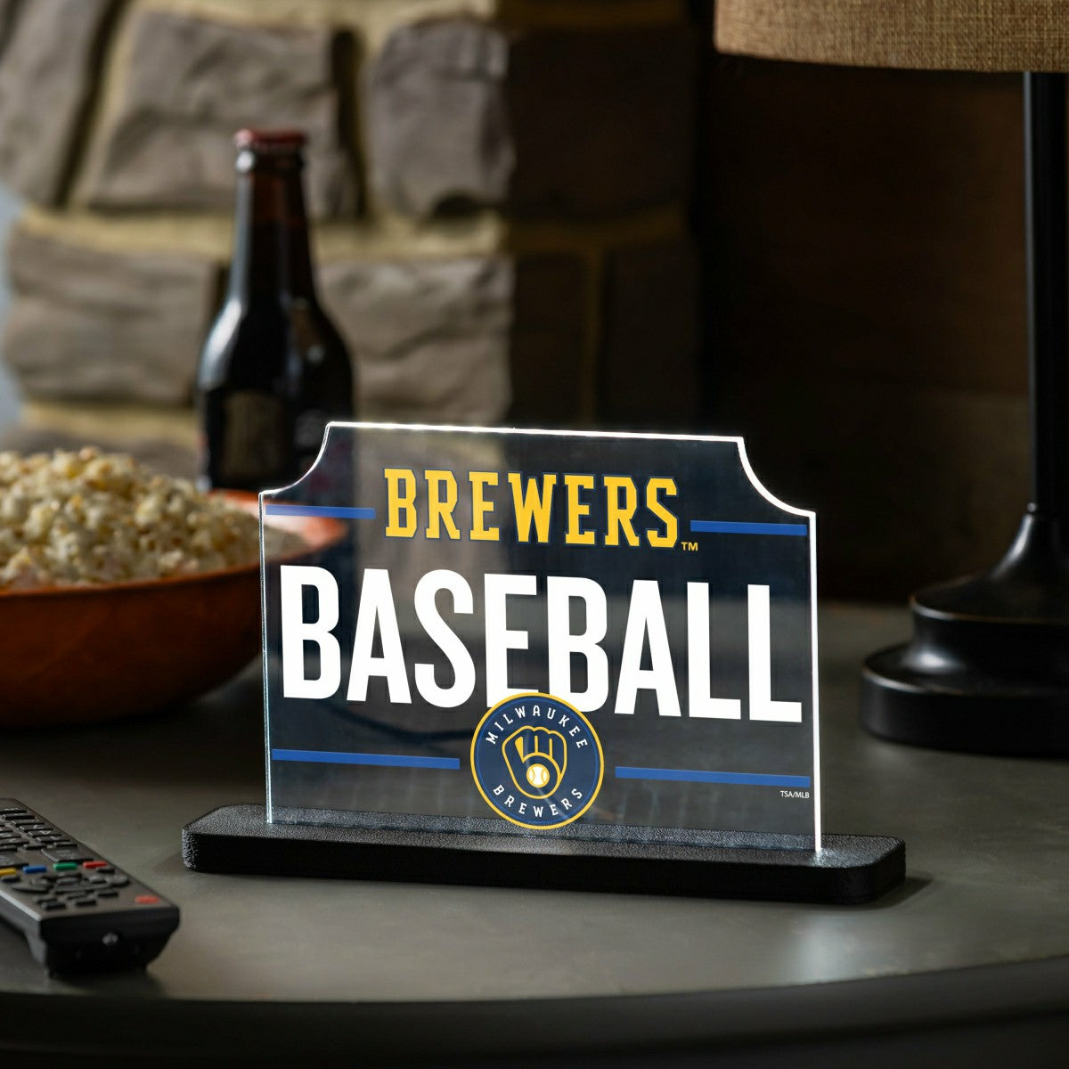 Team Sports America Classic - Milwaukee Brewers Baseball Rectangle Desklite LED Decor