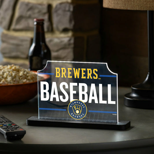 Team Sports America Classic - Milwaukee Brewers Baseball Rectangle Desklite LED Decor