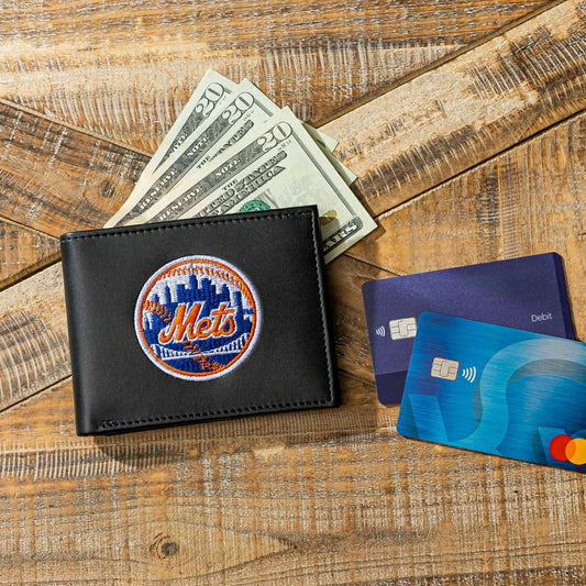 Team Sports America Signature - New York Mets Black Bi-Fold Embroidered Wallet