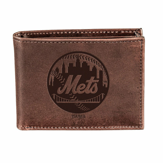 Team Sports America Value - New York Mets Bi-Fold Wallet Brown 100% Genuine Leather