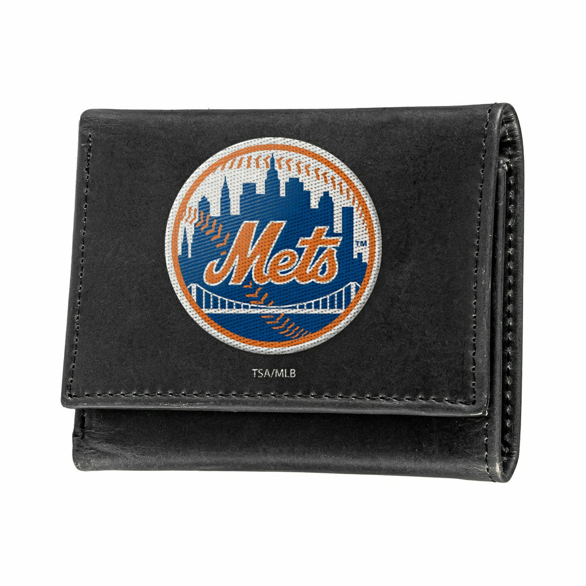 Team Sports America Value - New York Mets Black Tri-Fold Embroidered Wallet w/ RFID Blocking