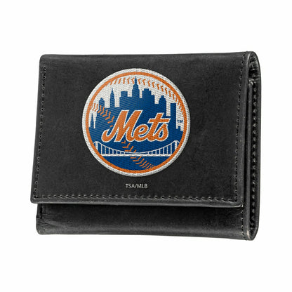 Team Sports America Value - New York Mets Black Tri-Fold Embroidered Wallet w/ RFID Blocking