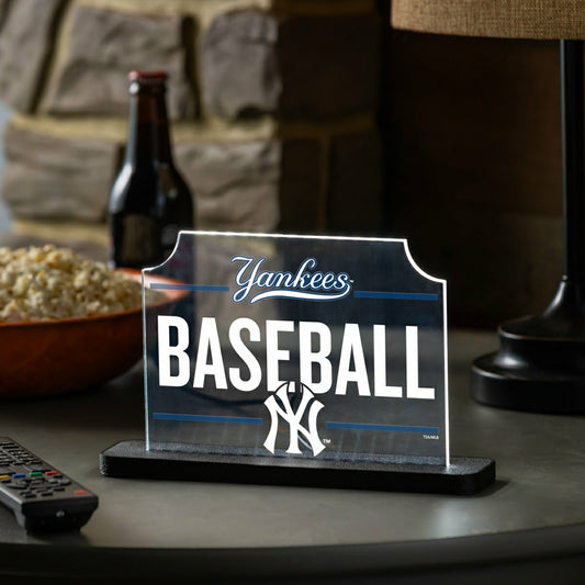 Team Sports America Best Seller - New York Yankees Rectangle Baseball LED Tabletop Decor