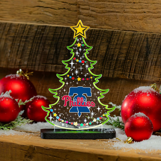 Team Sports America Essential - Philadelphia Phillies Baseball Holiday Tree Desklite LED Decor