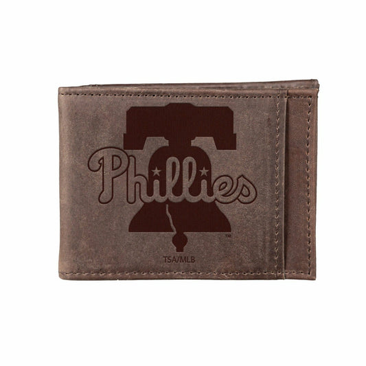 Team Sports America Recommended - Philadelphia Phillies Front Pocket Wallet w/ RFID Blocking Brown