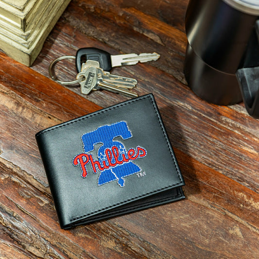 Team Sports America Value - Philadelphia Phillies Black Bi-Fold Embroidered Wallet w/ RFID Blocking