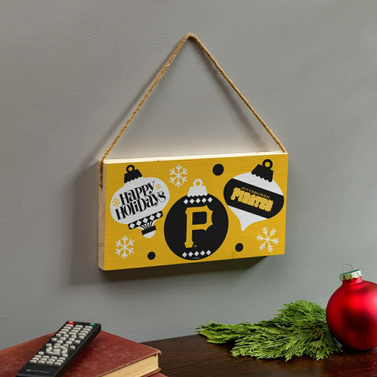 Team Sports America Best Seller - Pittsburgh Pirates Holiday Wood Wall Sign, 6x11
