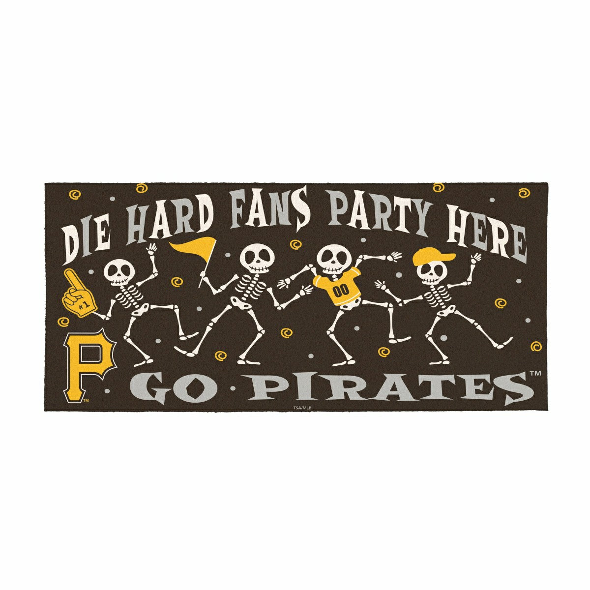 Team Sports America Recommended - Pittsburgh Pirates Flocked Coir Halloween Sassafras Switch Mat, 22"x10