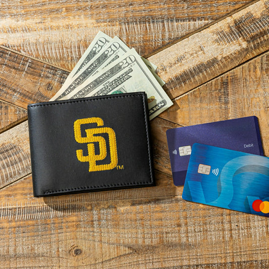 Team Sports America Signature - San Diego Padres Black Bi-Fold Embroidered Wallet w/ RFID Blocking