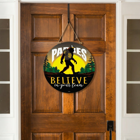 Team Sports America Classic - San Diego Padres Bigfoot Round Door Décor with Hanging Rope, 18x18