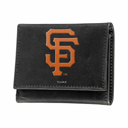 Team Sports America Recommended - San Francisco Giants Black Tri-Fold Embroidered Wallet w/ RFID Blockin