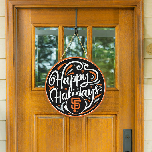 Team Sports America Essential - San Francisco Giants Holiday Round Door Décor with Hanging Rope, 18x18