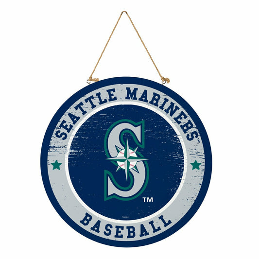 Team Sports America Exclusive - Seattle Mariners Round Door Décor with Hanging Rope, 18x18