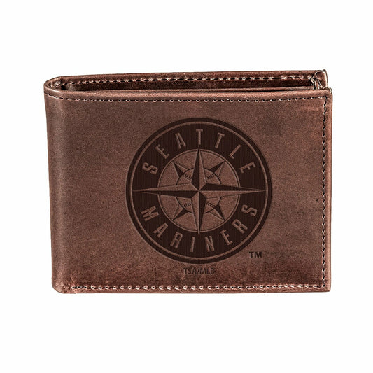 Team Sports America Value - Seattle Mariners Bi-Fold Wallet Brown 100% Genuine Leather