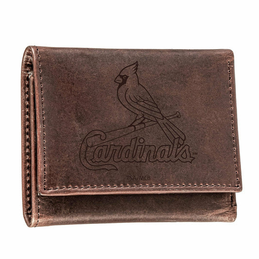 Team Sports America Value - St Louis Cardinals Tri-Fold Wallet Brown 100% Genuine Leather