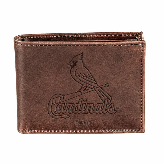 Team Sports America Best Seller - St Louis Cardinals Bi-Fold Wallet Brown 100% Genuine Leather