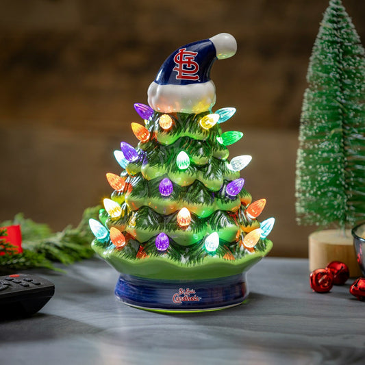 Team Sports America Exclusive - St Louis Cardinals 8" LED Ceramic Christmas Tree