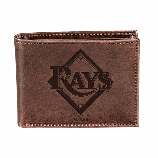 Team Sports America Signature - Tampa Bay Rays Bi-Fold Wallet Brown 100% Genuine Leather