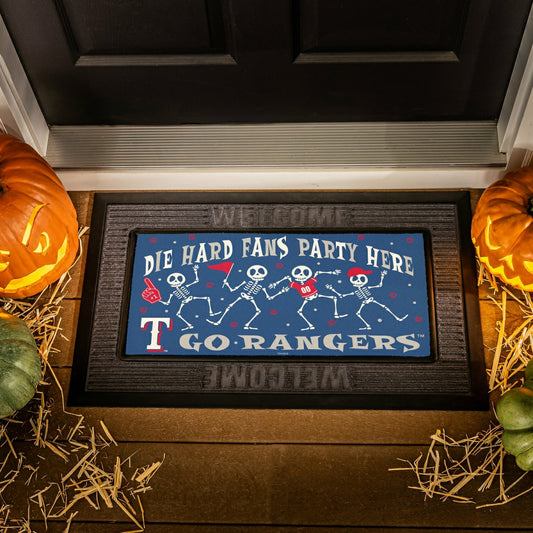 Team Sports America Best Seller - Texas Rangers Flocked Coir Halloween Sassafras Switch Mat, 22"x10"