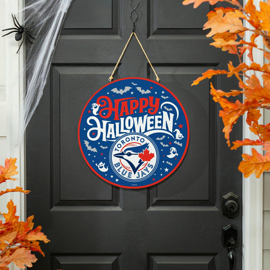 Team Sports America Classic - Toronto Blue Jays Halloween Round Door Décor with Hanging Rope, 18x18