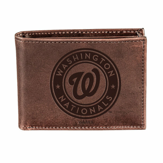Team Sports America Everyday - Washington Nationals Bi-Fold Wallet Brown 100% Genuine Leather
