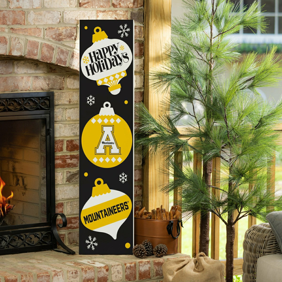 Team Sports America Recommended - 47" Double Sided Leaner, Appalachian State University, Christmas
