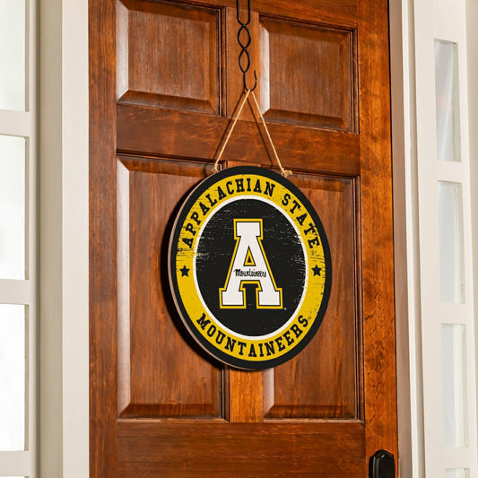 Team Sports America Value - Appalachian State University Round Door Décor with Hanging Rope, 18x18