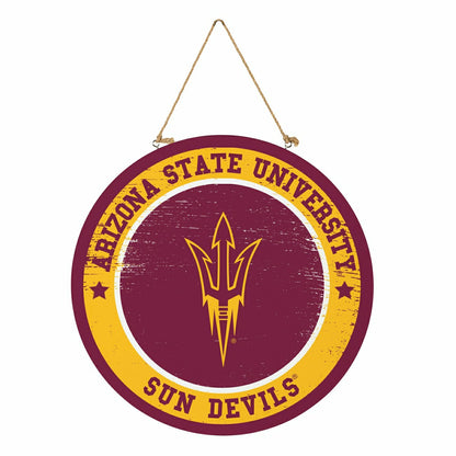 Team Sports America Essential - Arizona State University Round Door Décor with Hanging Rope, 18x18