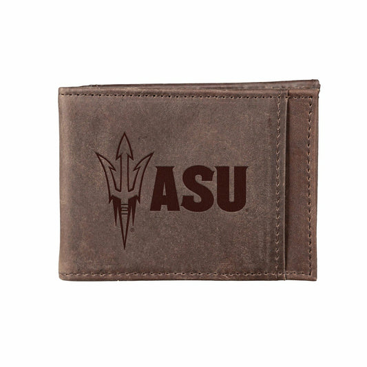 Team Sports America Signature - Front Pocket Wallet w/ RFID Blocking, Arizona State University, Brown