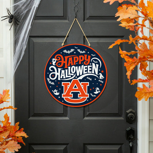 Team Sports America Classic - Auburn University Halloween Round Door Décor with Hanging Rope, 18x18