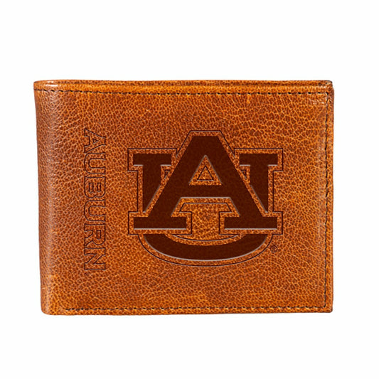 Team Sports America Everyday - Auburn University, Embossed 100% Genuine Tumbled Leather Passcase Bi-F