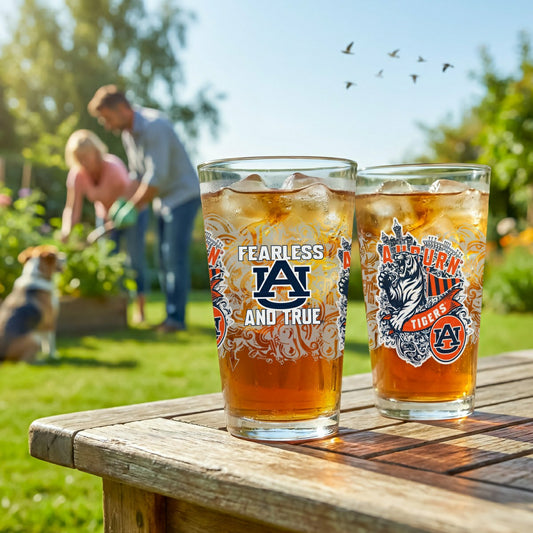 Team Sports America Signature - Auburn University 16oz Glass pint, Set of 2