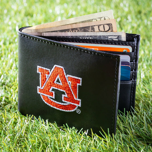 Team Sports America Signature - Auburn University Black Bi-Fold Embroidered Wallet w/ RFID Blocking