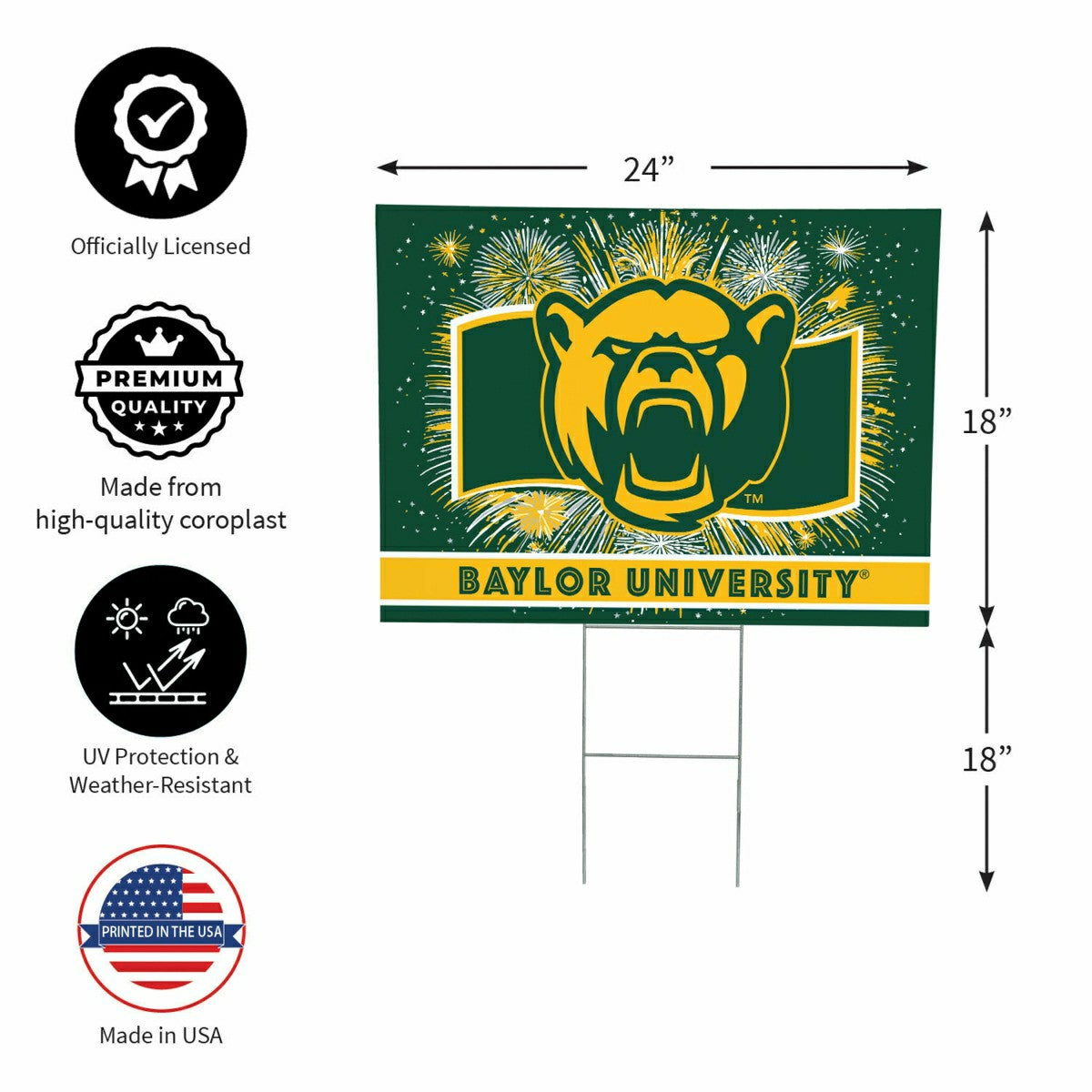 Team Sports America Recommended - Baylor University Yard Sign, Patriotic