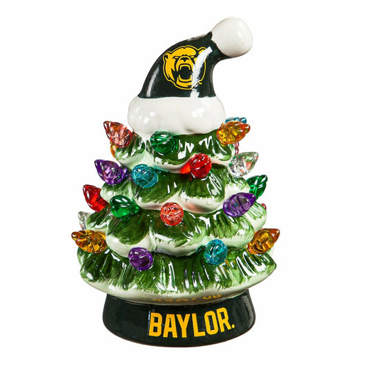 Team Sports America Exclusive - 4" Mini LED Tabletop Christmas Tree, Set of 2, Baylor University