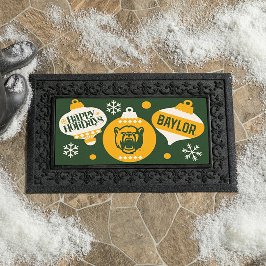 Team Sports America Exclusive - Baylor University Holiday Flocked Coir Sassafras Switch Mat, 22"x10"