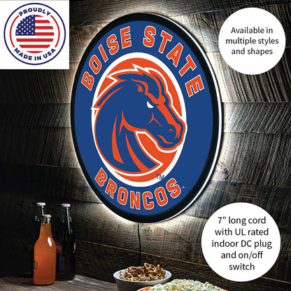 Team Sports America Trending - LED Wall Decor, Round, Boise State University