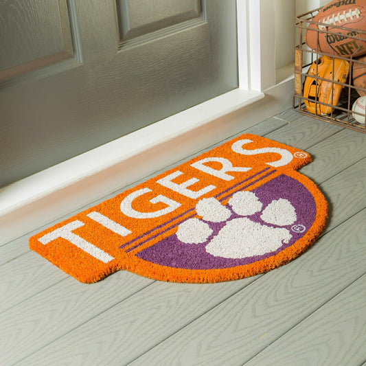 Team Sports America Recommended - NCAA Team Shaped Coir Door Mat, Clemson Tigers